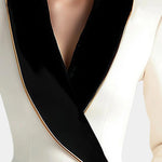 Bertille White Asymmetrical Blazer with Contrasting Lapels