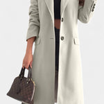Armande Mid-Length Coat Featuring a Single Button and Notched Collar