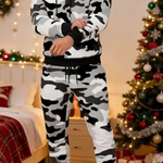 KZZ Men's Camouflage Hoodie Long Sleeve Pullover, Cuffed Jogger Pants Set