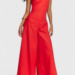 Belén Ramie Wide-Leg Halter Jumpsuit with Straight Neckline