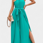Asymmetrical One-Shoulder Jumpsuit with Bow Accent by Nyree
