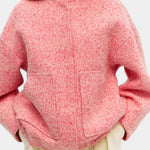 Amandine Short Baseball Jacket with 3D Embroidery and Ribbed Details