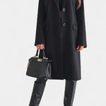 Armande Mid-Length Coat Featuring a Single Button and Notched Collar