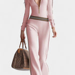 Angélise Contrast Striped Hooded Knitted Jumpsuit
