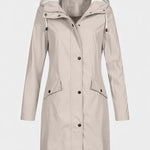 Beige Carmélia Long Waterproof Parka with Adjustable Hood