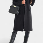 Armande Mid-Length Coat Featuring a Single Button and Notched Collar