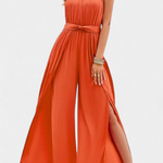 Asymmetrical One-Shoulder Jumpsuit with Bow Accent by Nyree