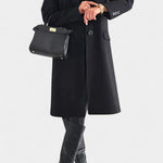 Armande Mid-Length Coat Featuring a Single Button and Notched Collar