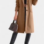 Armande Mid-Length Coat Featuring a Single Button and Notched Collar