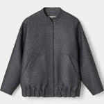 Amandine Short Baseball Jacket with 3D Embroidery and Ribbed Details