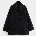 Ambreline Wool Coat with Notched Collar and Mid-Length Batwing Sleeves