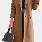 Armande Mid-Length Coat Featuring a Single Button and Notched Collar