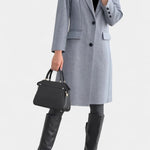 Armande Mid-Length Coat Featuring a Single Button and Notched Collar