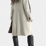 Armande Mid-Length Coat Featuring a Single Button and Notched Collar