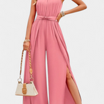 Asymmetrical One-Shoulder Jumpsuit with Bow Accent by Nyree