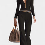 Angélise Contrast Striped Hooded Knitted Jumpsuit