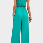 Asymmetrical One-Shoulder Jumpsuit with Bow Accent by Nyree