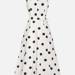 Black‑and‑White Classic Polka Dot French Sleeveless Midi Dress