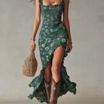 Zara™ | Bohemian Floral Maxi Dress with Ruched Side Slit