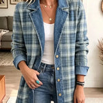 Norene™ | Blue Plaid Denim Jacket