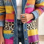 Delphia™ | Leopard Patchwork Denim Jacket