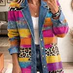 Delphia™ | Leopard Patchwork Denim Jacket
