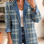 Norene™ | Blue Plaid Denim Jacket