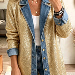 Lenna™ | Gold Glitter Denim Jacket