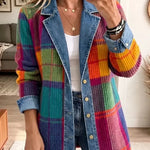 Sybil™ | Patchwork Plaid Denim Jacket