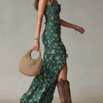 Zara™ | Bohemian Floral Maxi Dress with Ruched Side Slit