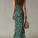 Zara | Bohemian Floral Ruched Maxi Dress with Side Slit