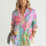 Charlotte King | Vibrant Floral Print Cotton Blouse For Women