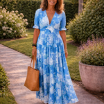 Ione | Sleeveless Floral Midi Dress with V-Neck