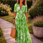 Ione | Sleeveless Floral Midi Dress with V-Neck