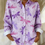 Dahlia™ | Whimsical Butterfly Print Button Blouse