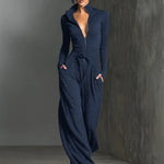 Women's Elegant Knit Sparkling Zipper Front Jumpsuit