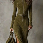 Paulina | Alessia Long Suede Dress
