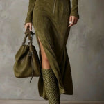 Aniyah | Alessia Long Suede Dress