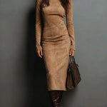 Yvonne | Suede Long Sleeve Midi