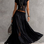 Adelina | Black lace set and pleated skirt