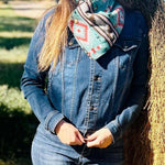 Women's Blue Western Aztec Warm Neck Hood