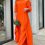 Fashionable Solid Color Two-piece Set
