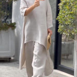 Fashionable Solid Color Two-piece Set
