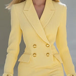 Elegant and Simple V-neck Light Yellow Knitted Midi Dress