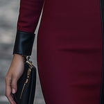 Womens Vintage Leather Stripe Bodycon Dress