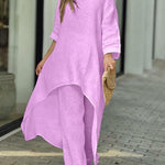 Fashionable Solid Color Two-piece Set