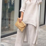 Fashionable Solid Color Two-piece Set