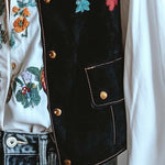 Women's Velvet Colorful Floral Embroidered Vest
