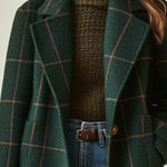 Women's Retro Lapel Plaid Coat