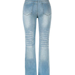 Stretch Washed Ripped Wide-leg Jeans